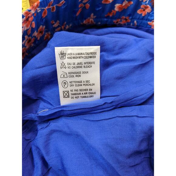 Berthie Paris Maxi Skirt 4 Blue Floral Sheer High Slit Long Lined Bohemian Retro - Picture 11 of 15